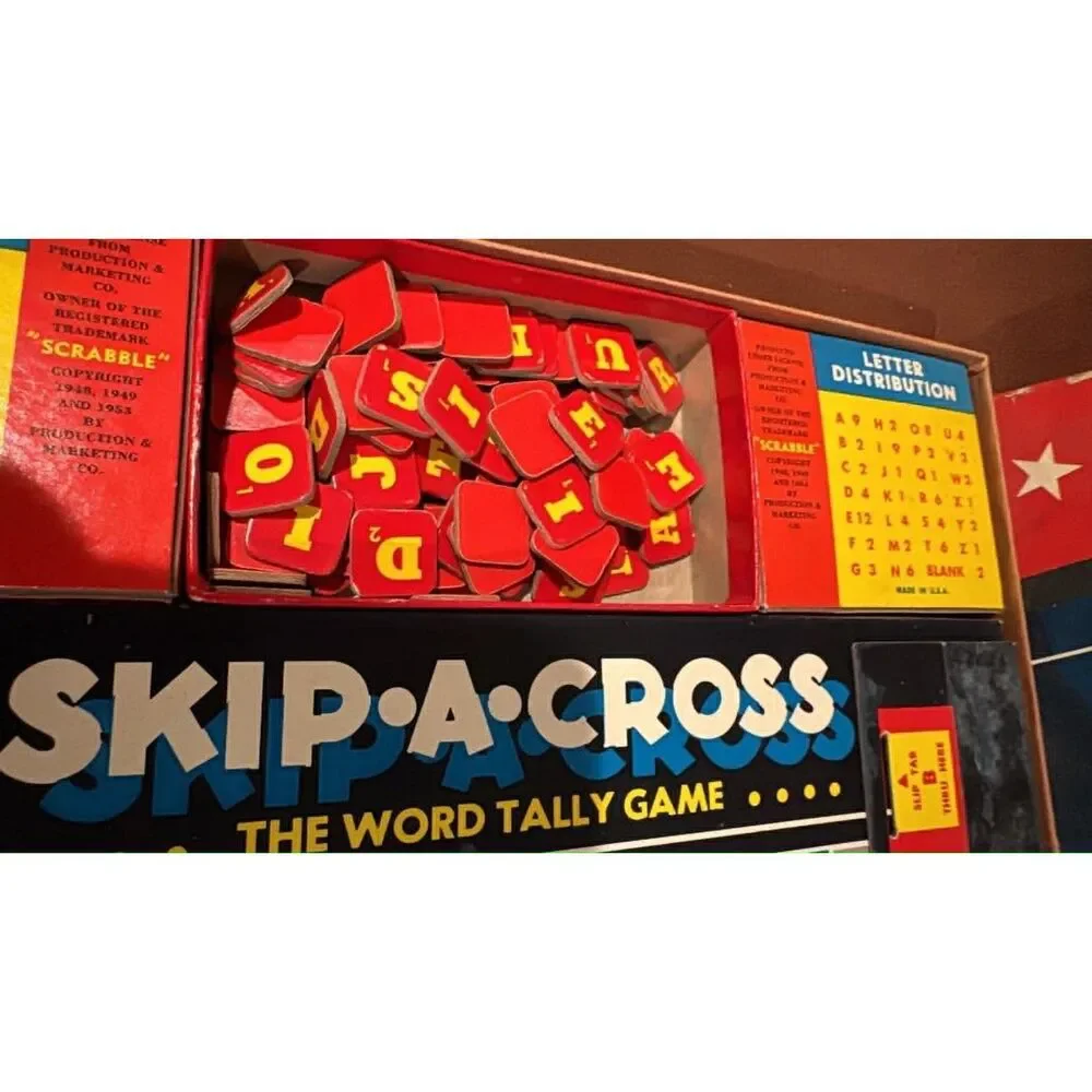 Vintage  copyright1952  Ship A Cross Word Tally Game Cadaco Ellis